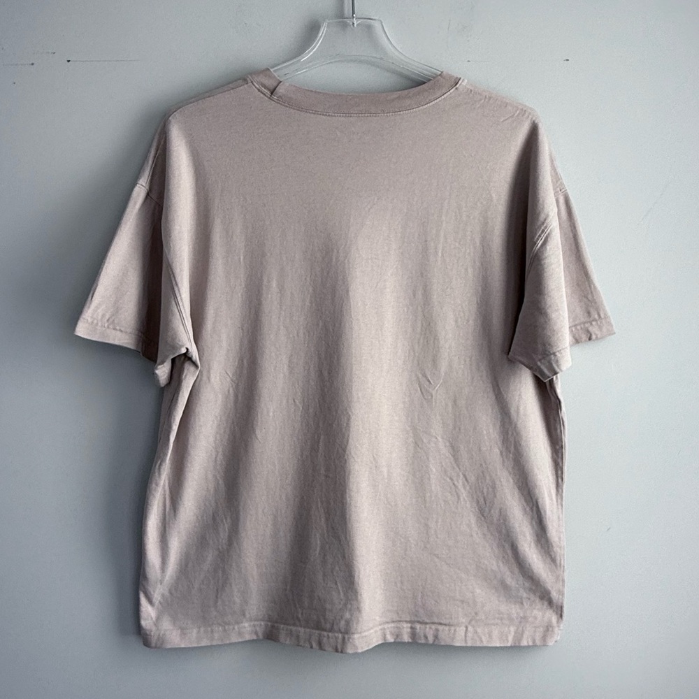 All Saints Kole SS Crew Oversized Ramskull Logo Tee Men's L 100% Cotton Beige - Picture 7 of 12